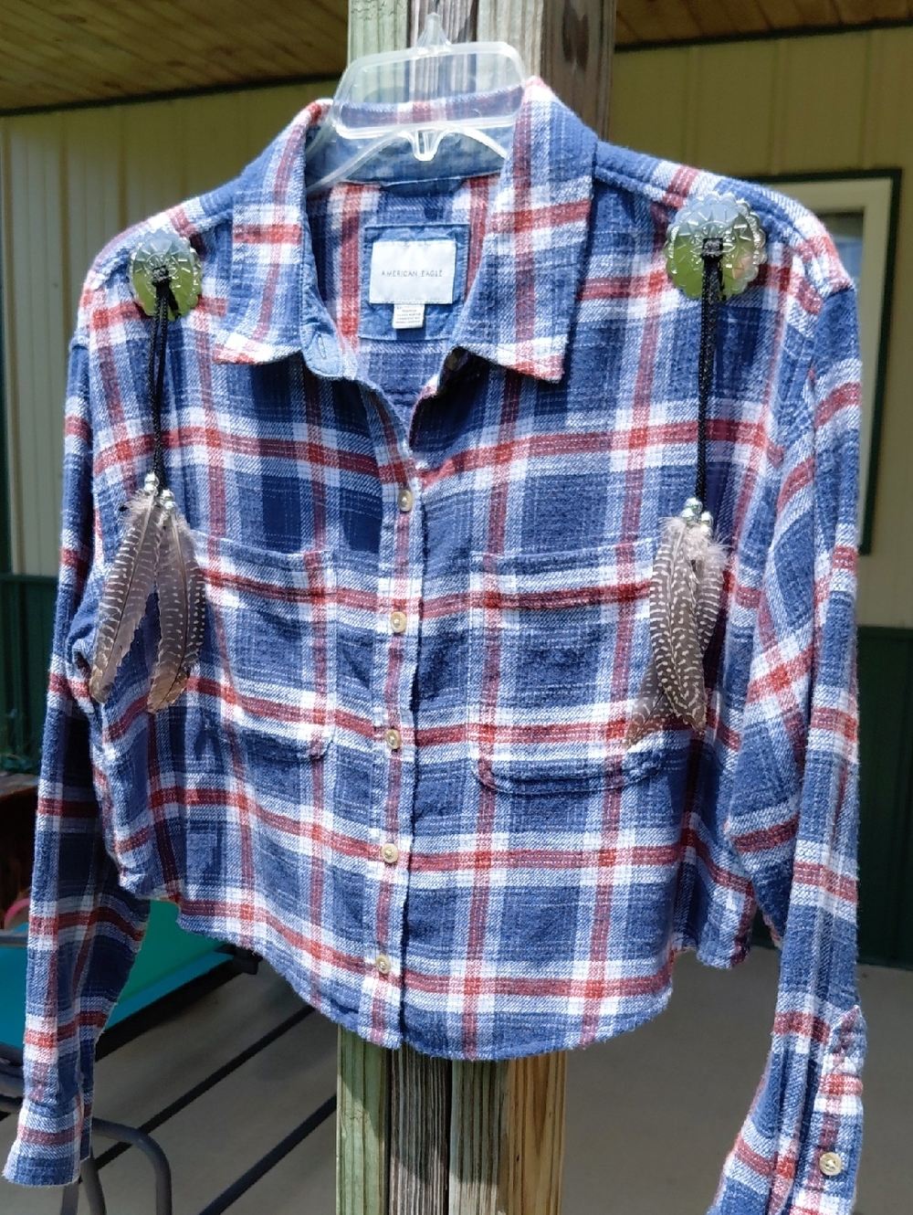 TURKEY Feathered WESTERN Concho CROPPED CUTIE!